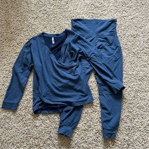 Belabumbum Cozy French Terry Surplice Maternity Sweatshirt and Joggers